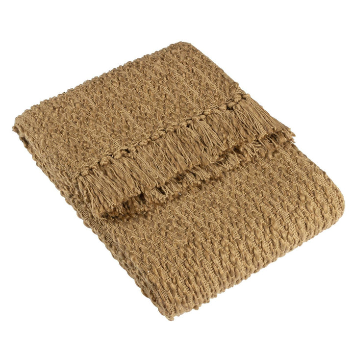 Morni Woven Fringed Throw Olive - Ideal
