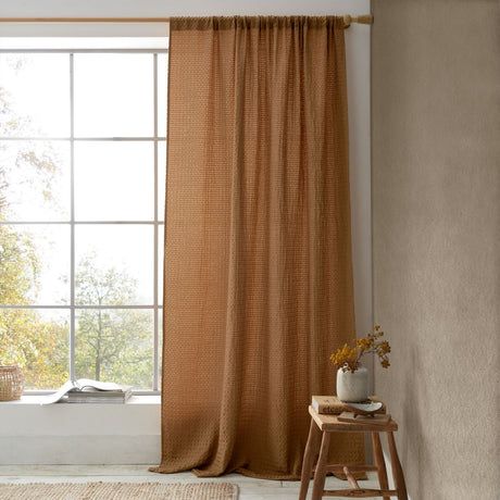 Pineapple Elephant Muscat Waffle 140x183cm Slot Top Voile Curtain Panel Caramel