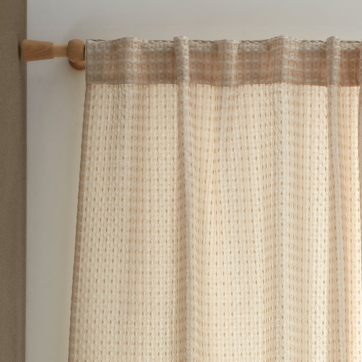 Pineapple Elephant Muscat Waffle 140x183cm Slot Top Voile Curtain Panel Natural