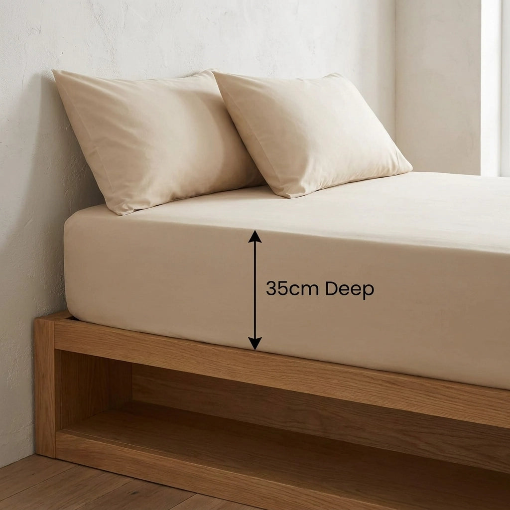 200 Thread Count Cotton 35cm Extra Deep Fitted Sheet 2