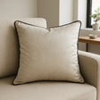 Piped Velvet Cushion Covers 17" x 17" 43x43cm - Natural / Chocolate