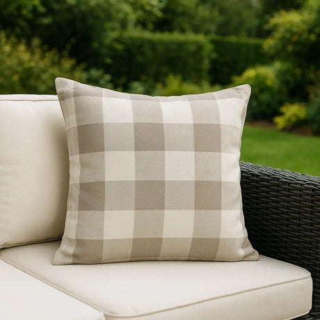 Chesil Check Outdoor Cushion Cover / Filled Cushion 20" x 20" (50cm x 50cm) - Natural