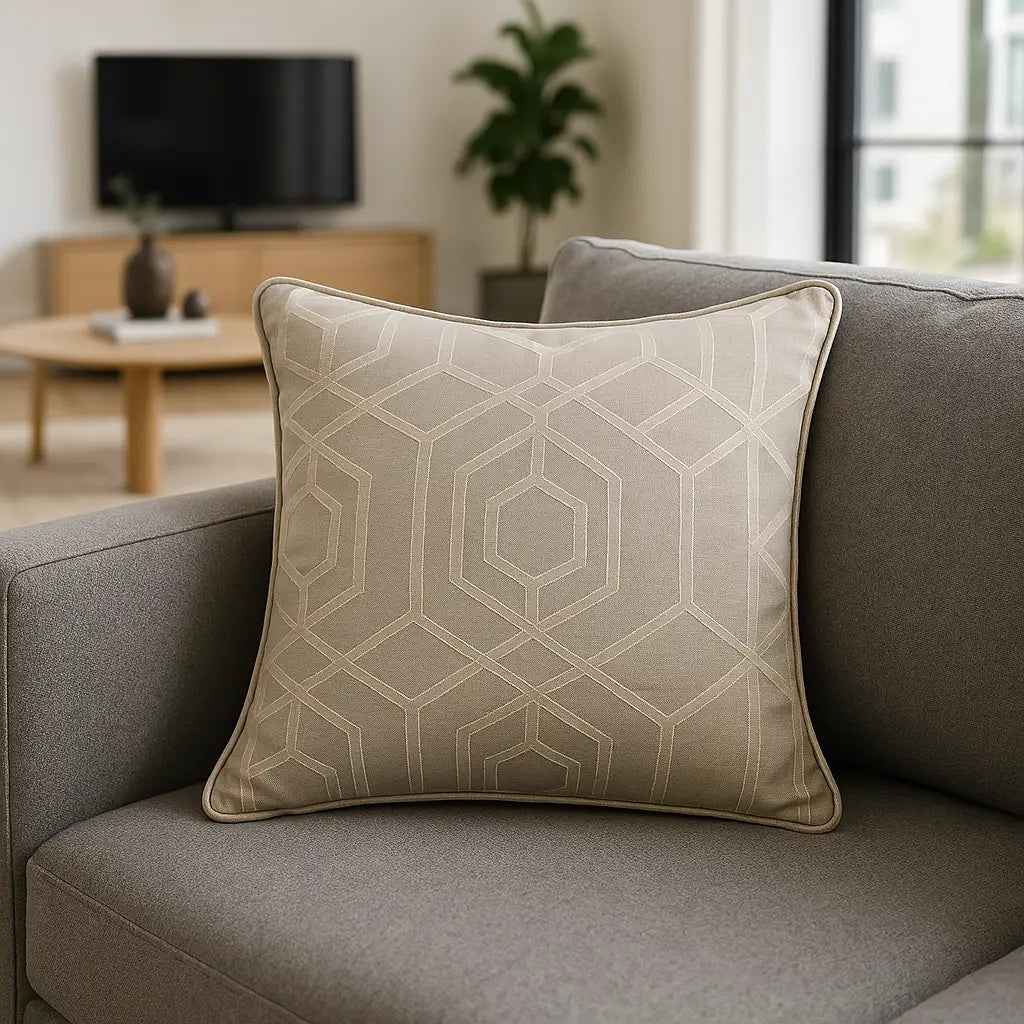 Camberwell Jacquard Stone Cushion Cover 43cm x 43cm
