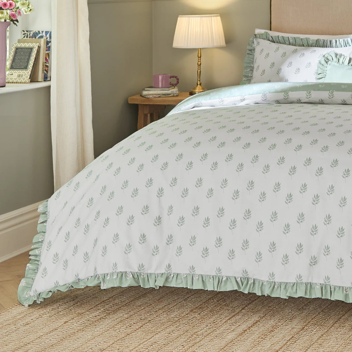 Nature Ava Reversible Duvet Cover Set White Sage - image 5