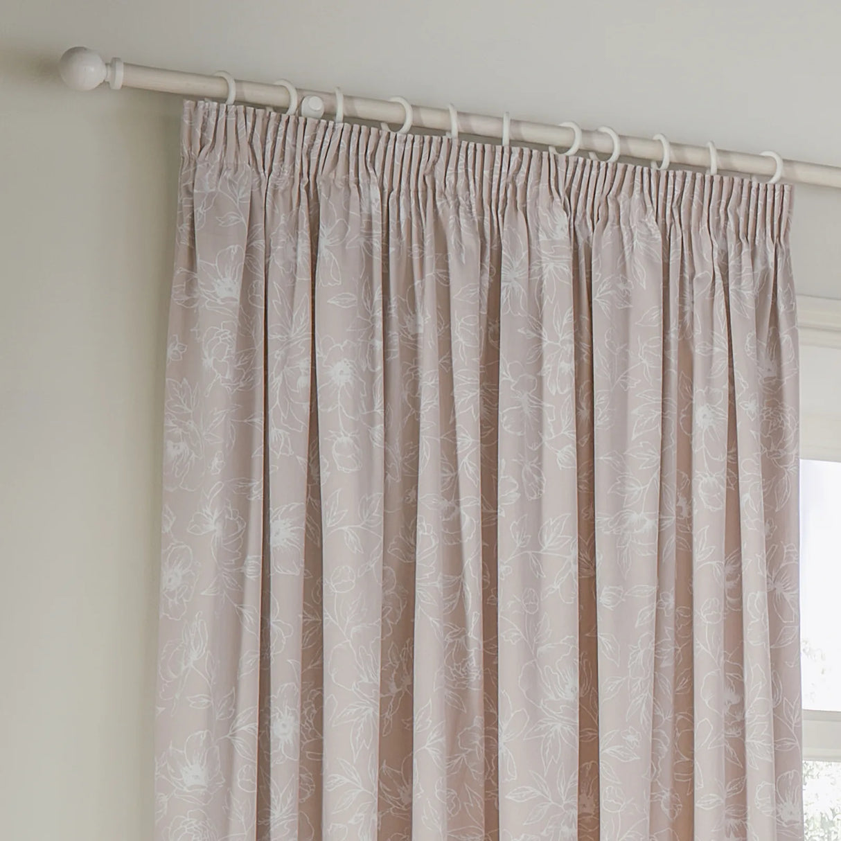 Nature Bella Floral Lined Pencil Pleat Curtains Natural 90" x 90" - image 3