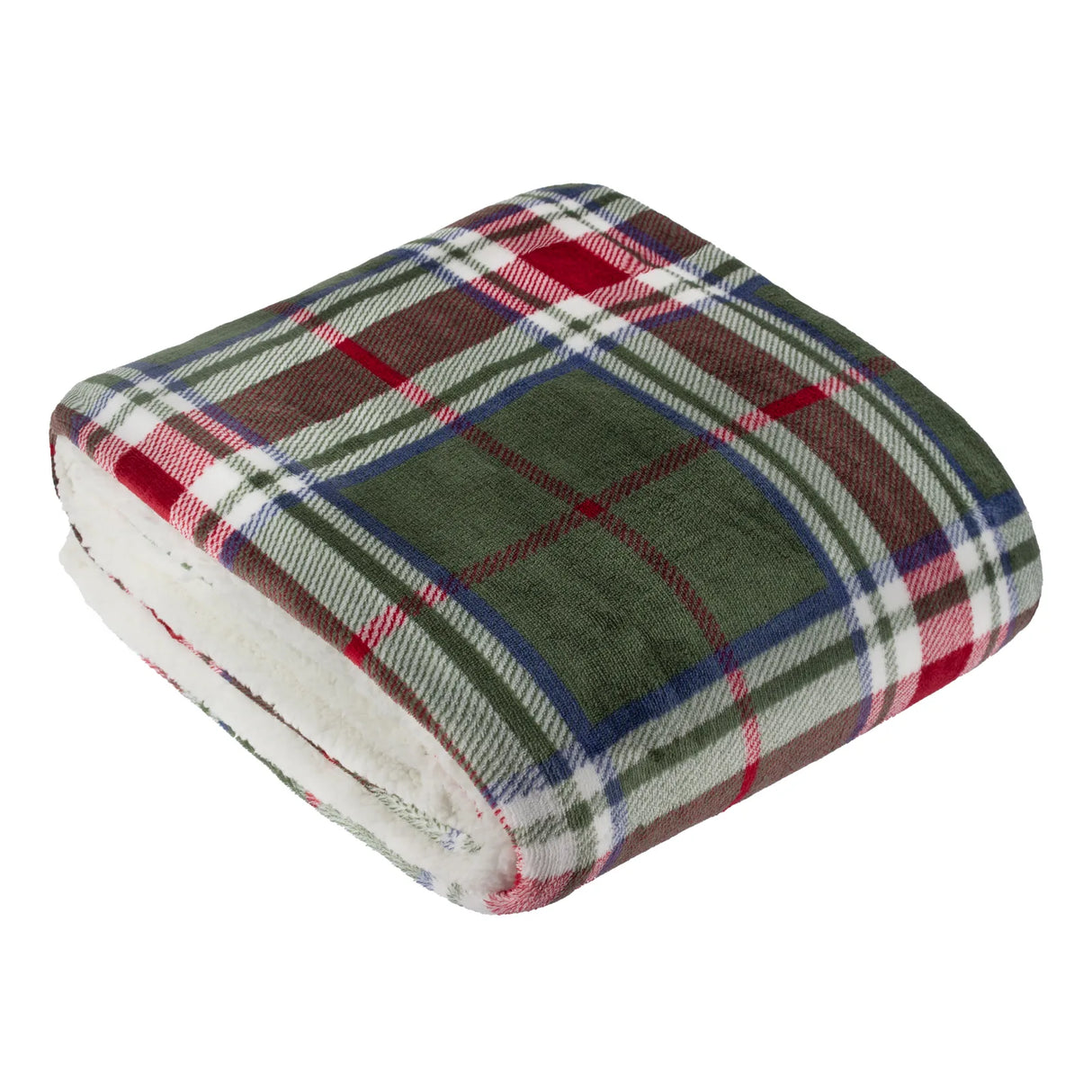 Nature Braemar Sherpa Tartan Fleece Throw Berry/Pine 140 x 180cm - image 2