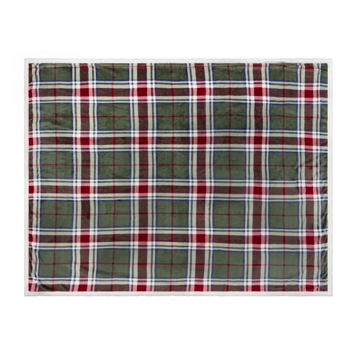Nature Braemar Sherpa Tartan Fleece Throw Berry/Pine 140 x 180cm - image 3