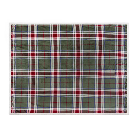 Nature Braemar Sherpa Tartan Fleece Throw Berry/Pine 140 x 180cm - image 3