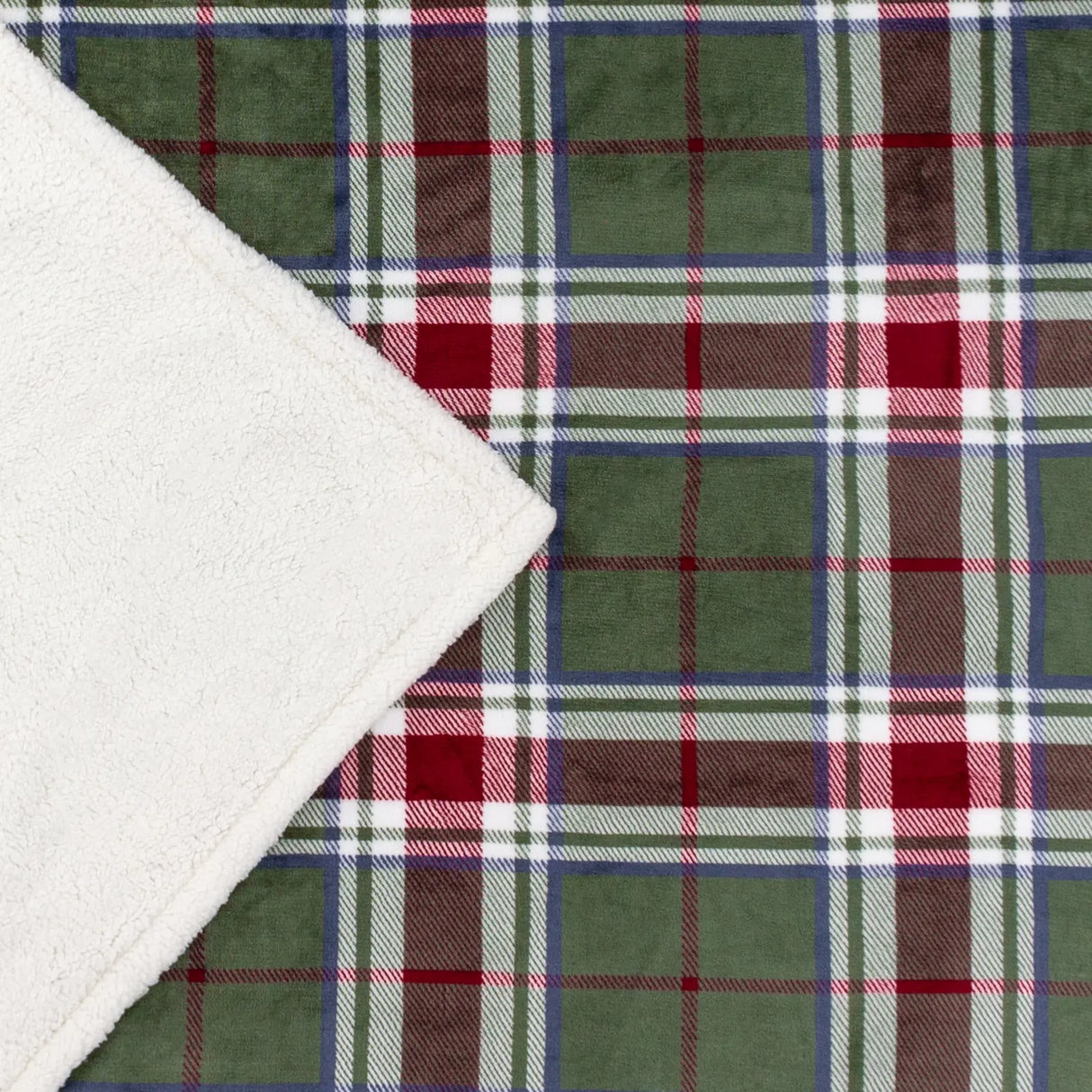 Nature Braemar Sherpa Tartan Fleece Throw Berry/Pine 140 x 180cm - image 6