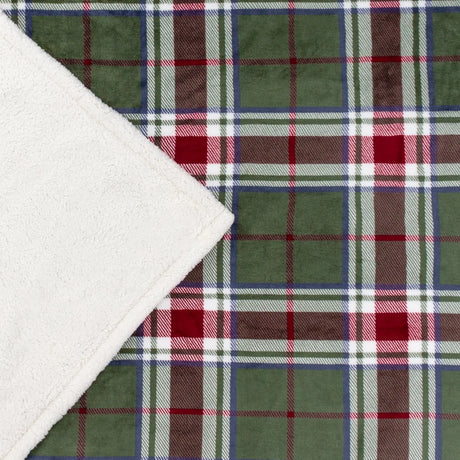 Nature Braemar Sherpa Tartan Fleece Throw Berry/Pine 140 x 180cm - image 6
