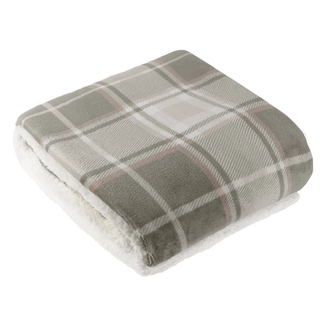 Nature Braemar Sherpa Tartan Fleece Throw Green/Natural 140 x 180cm - image 2