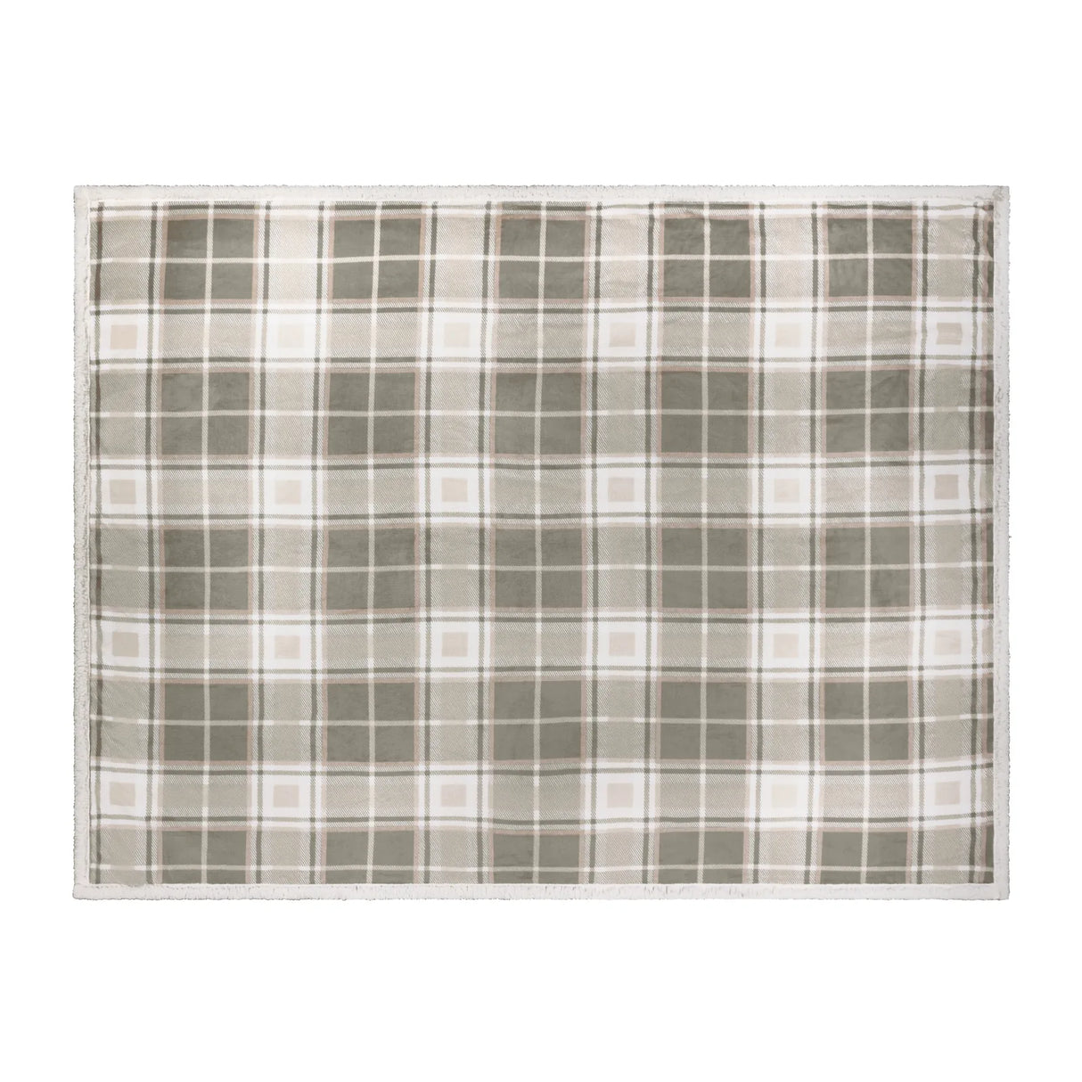 Nature Braemar Sherpa Tartan Fleece Throw Green/Natural 140 x 180cm - image 3