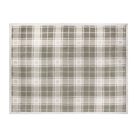 Nature Braemar Sherpa Tartan Fleece Throw Green/Natural 140 x 180cm - image 3