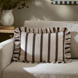 Nature Connie Striped Ruffle Cushion Cover Chocolate 35 x 50cm - image 1