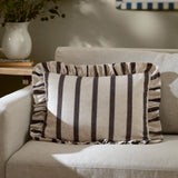 Nature Connie Striped Ruffle Cushion Cover Chocolate 35 x 50cm - image 1