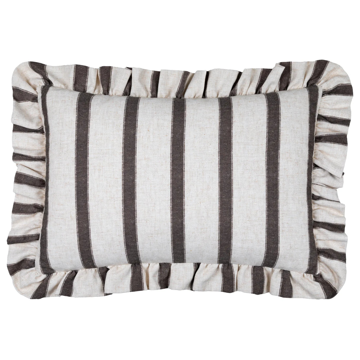 Nature Connie Striped Ruffle Cushion Cover Chocolate 35 x 50cm - image 2