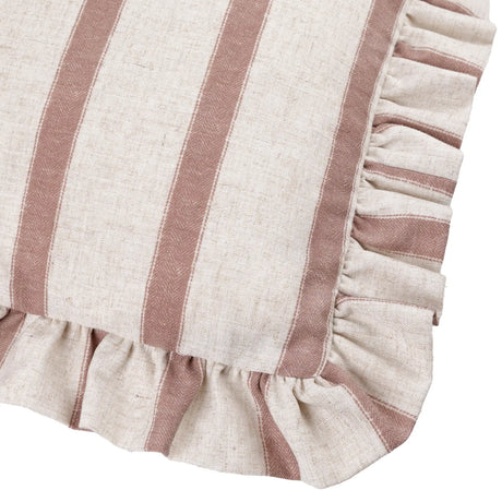Nature Connie Striped Ruffle Cushion Cover Clay Pink 35 x 50cm - image 4