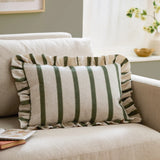 Nature Connie Striped Ruffle Cushion Cover Moss 35 x 50cm - image 1