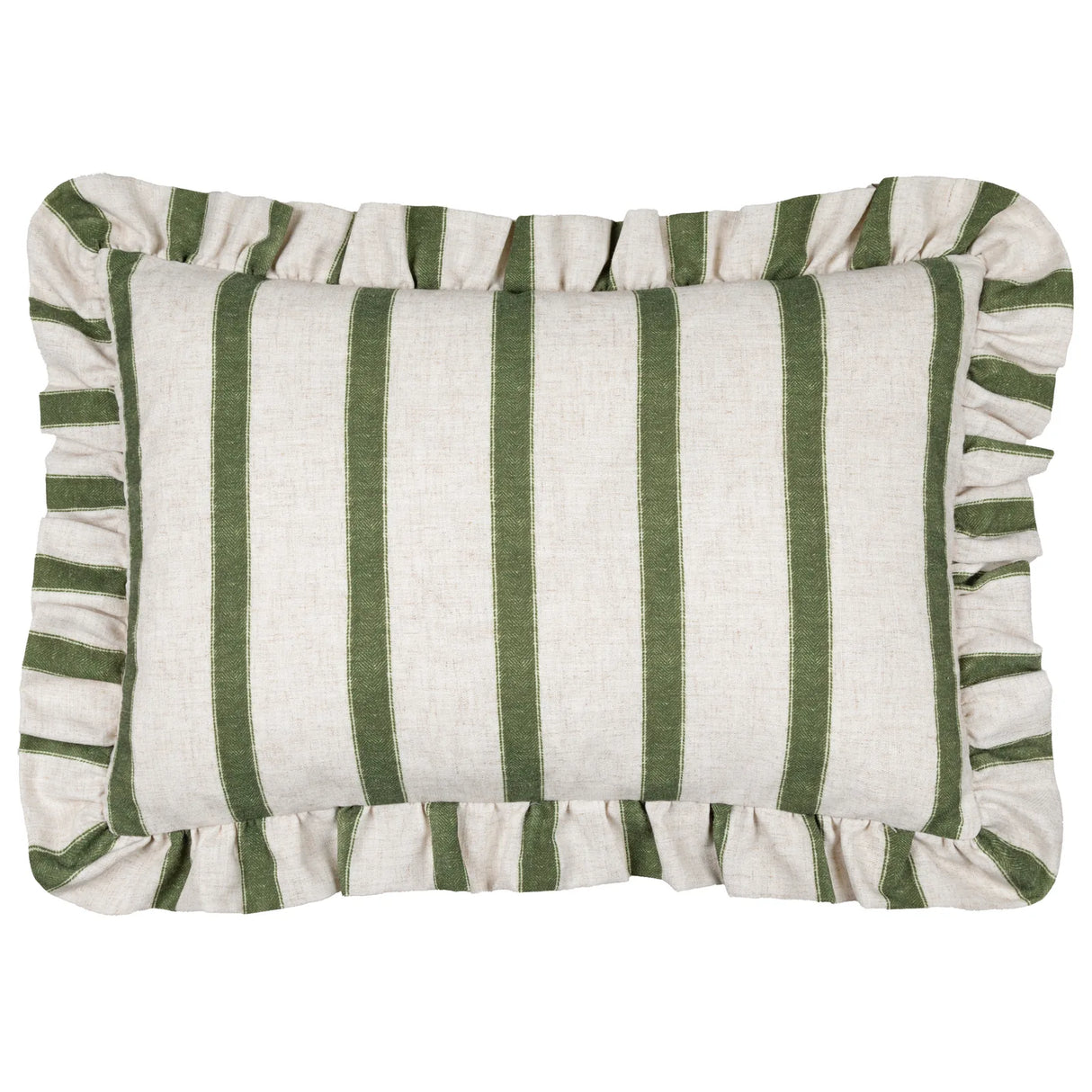 Nature Connie Striped Ruffle Cushion Cover Moss 35 x 50cm - image 2