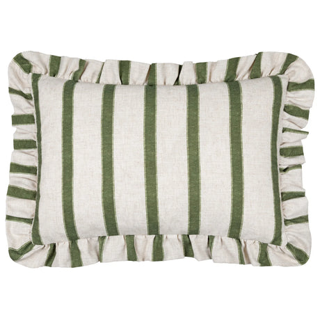 Nature Connie Striped Ruffle Cushion Cover Moss 35 x 50cm - image 2