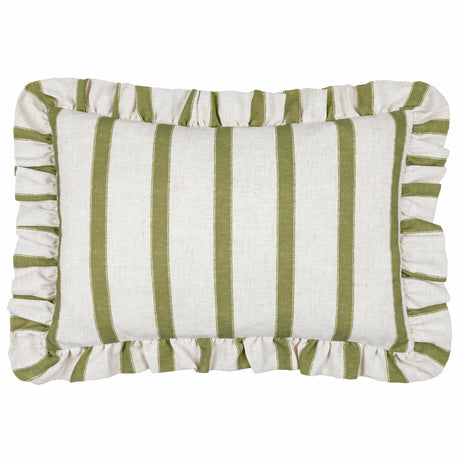 Nature Connie Striped Ruffle Cushion Cover Olive 35 x 50cm - image 2