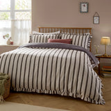 Nature Connie Striped Ruffle Duvet Cover Set Chocolate - image 2