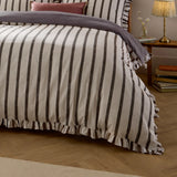 Nature Connie Striped Ruffle Duvet Cover Set Chocolate - image 4