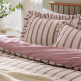 Nature Connie Striped Ruffle Duvet Cover Set Clay Pink - image 3