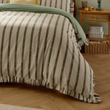 Nature Connie Striped Ruffle Duvet Cover Set Moss - image 4