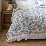 Nature Hermione Ruffled Cotton Bedspread Ivory Blue - image 2