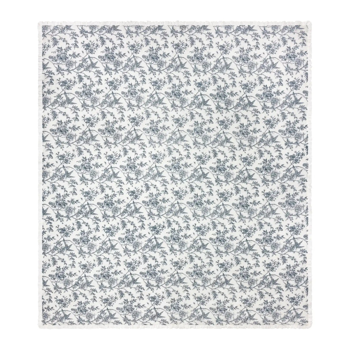 Nature Hermione Ruffled Cotton Bedspread Ivory Blue - image 4