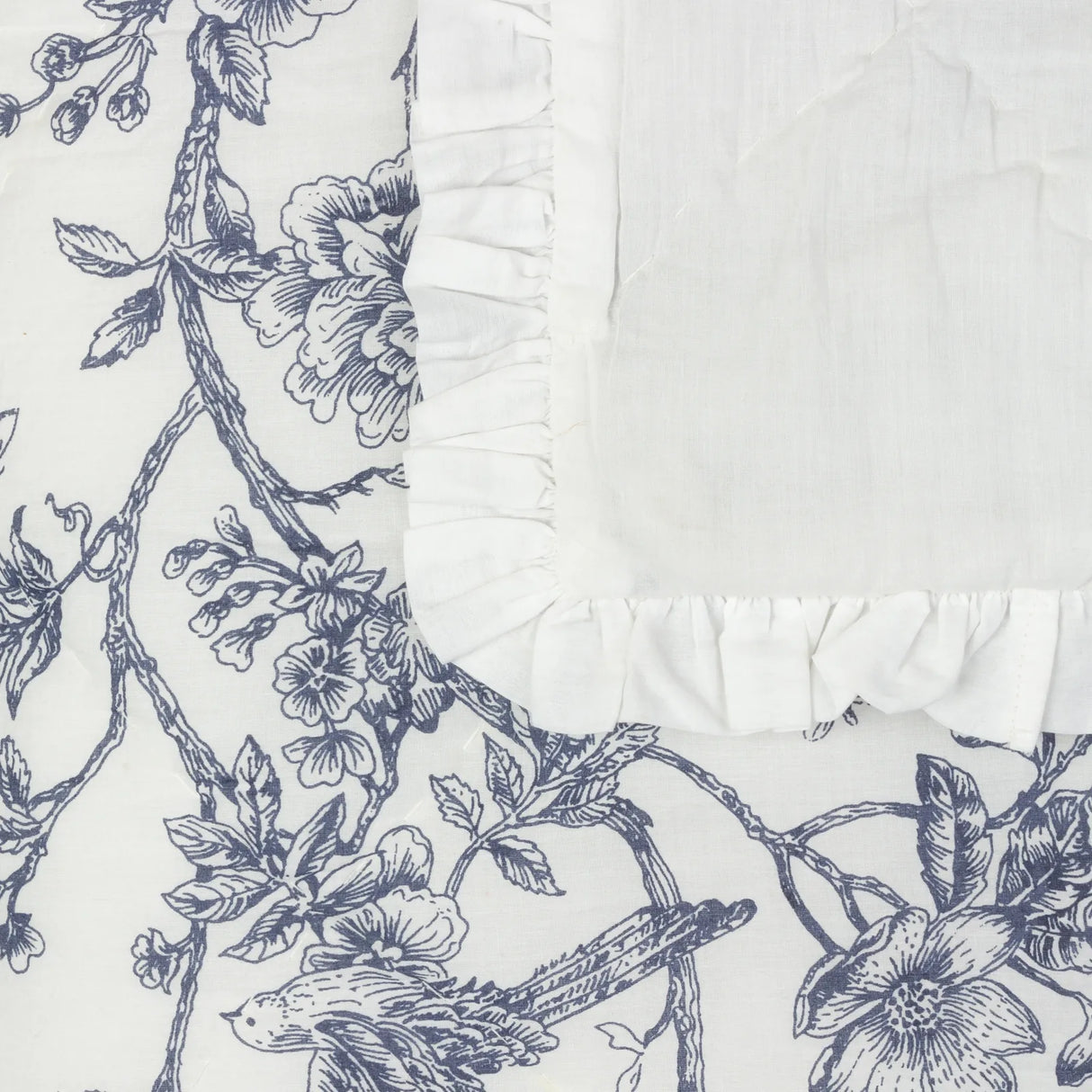 Nature Hermione Ruffled Cotton Bedspread Ivory Blue - image 6