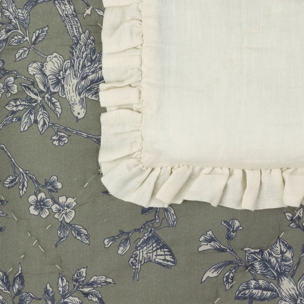 Nature Hermione Ruffled Cotton Bedspread Moss - image 6