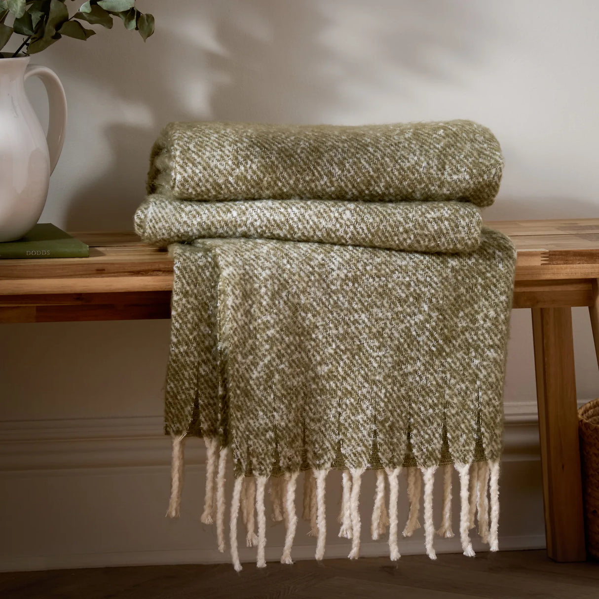 Nature Isla Woven Tasselled Throw Green 130 x 180cm - image 1