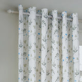 Nature Meadow 100% Cotton Lined Eyelet Curtains White/Cornflower - image 3