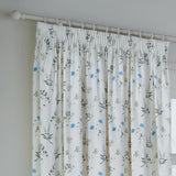 Nature Meadow 100% Cotton Lined Pencil Pleat Curtains White/Cornflower 46" x 54" - image 3