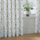Nature Meadow 100% Cotton Lined Pencil Pleat Curtains White/Cornflower 46" x 54" - image 4