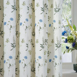 Nature Meadow 100% Cotton Lined Pencil Pleat Curtains White/Cornflower 46" x 54" - image 5