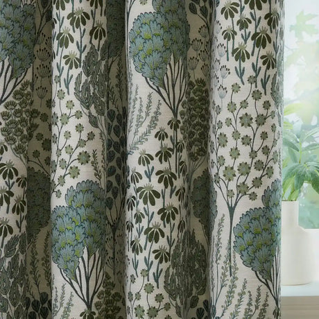 Nature Ophelia Fully Lined Floral Jacquard Eyelet Curtains Thyme/Mineral - image 5