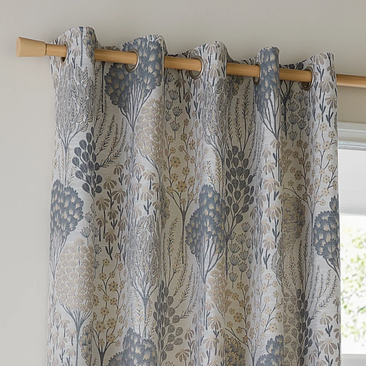 Nature Ophelia Fully Lined Floral Jacquard Eyelet Curtains Wedgewood - image 3