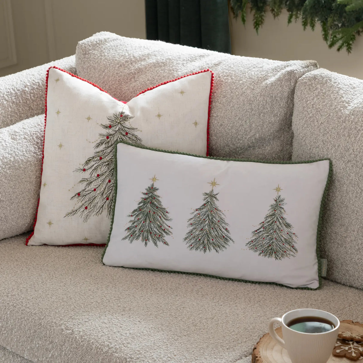 Nature Twinkling Tree Embroidered Cushion Cover Natural 45 x 45cm - image 6