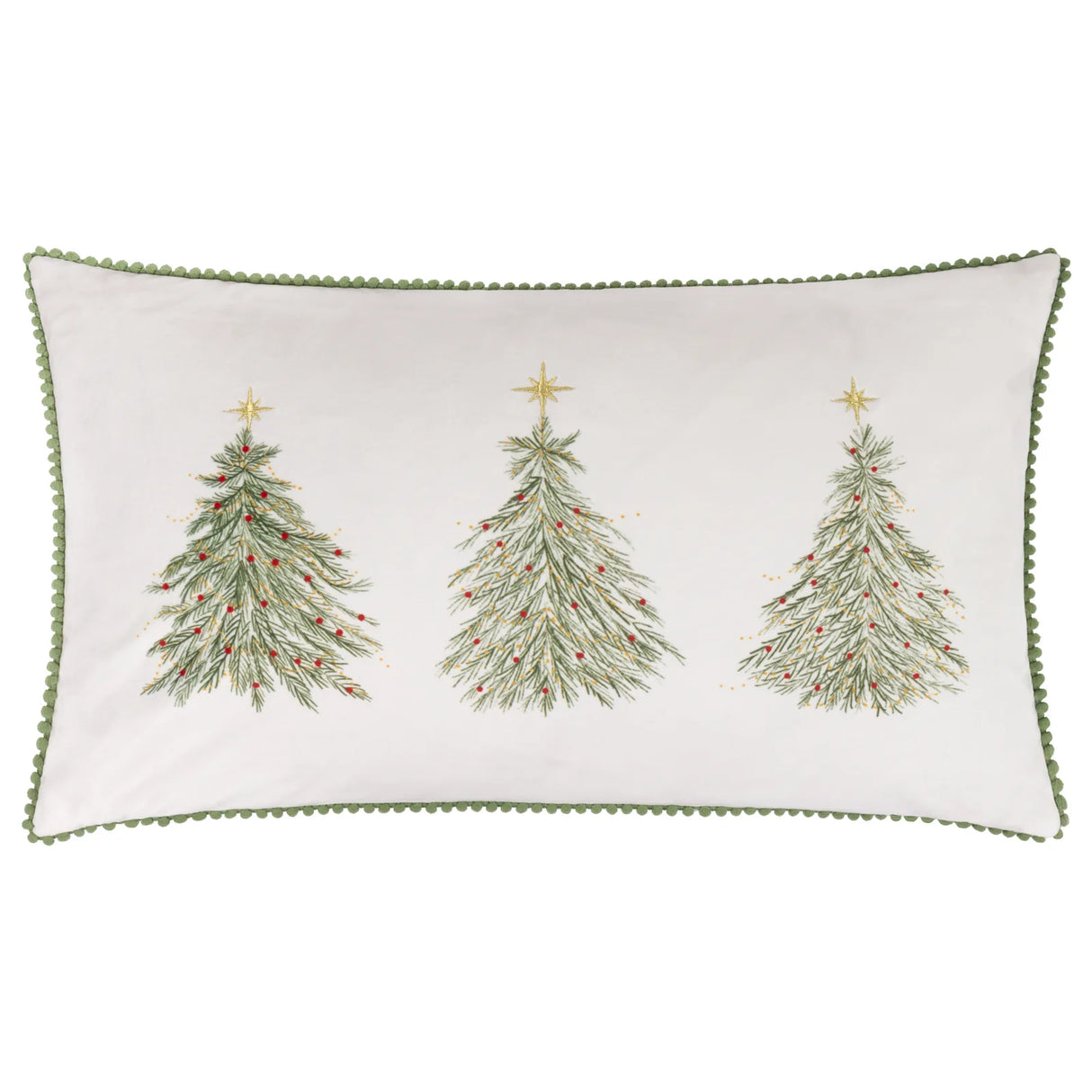 Nature Twinkling Tree Trio Embroidered Cushion Cover Green 30 x 50cm - image 2