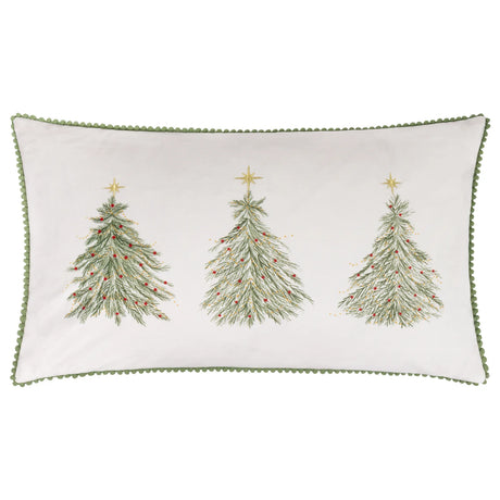 Nature Twinkling Tree Trio Embroidered Cushion Cover Green 30 x 50cm - image 2