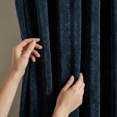 Heavy Chenille Lined Tape Top Pencil Pleat Curtains 24