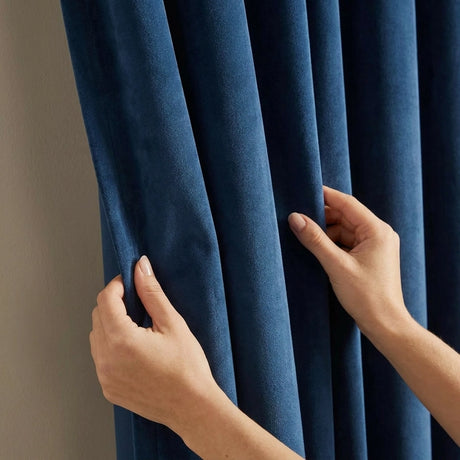 Oxford Velvet Blackout Tape Top Pencil Pleat Curtains 12