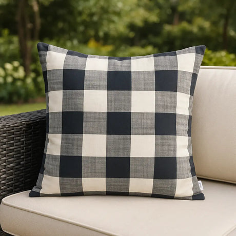 Chesil Check Outdoor Cushion Cover / Filled Cushion 20" x 20" (50cm x 50cm) - Navy
