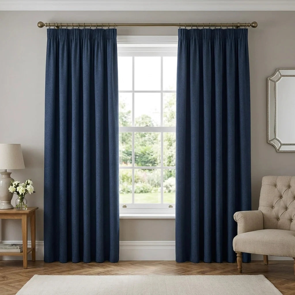 Dawn Lined Midnight Thermal Blackout Pencil Pleat Curtains