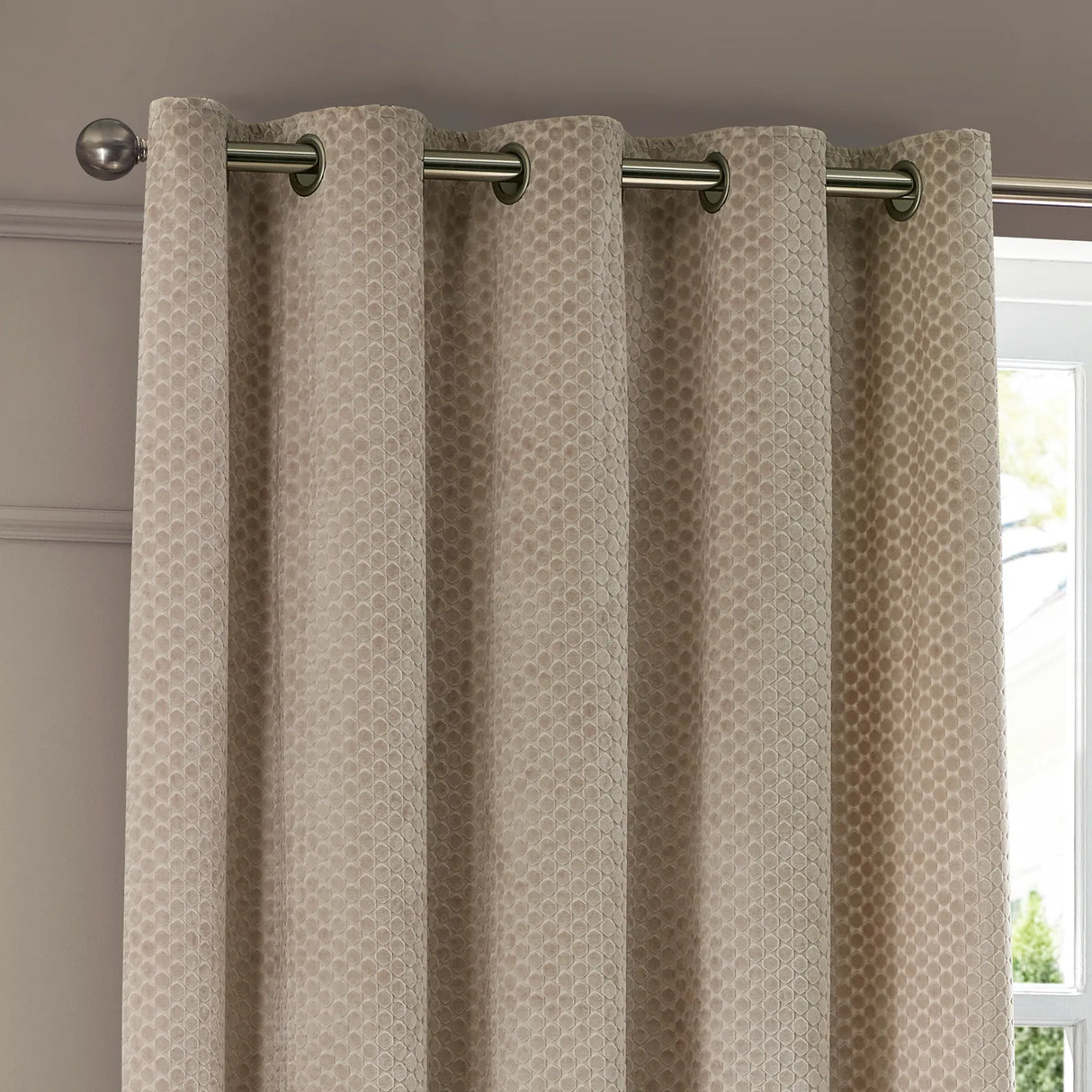 Neptune Fully Lined Velvet Eyelet Curtains Champagne - image 4