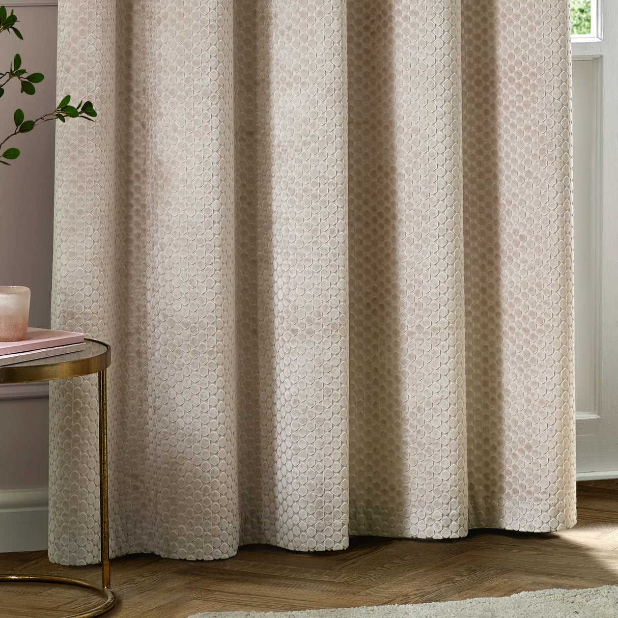 Neptune Fully Lined Velvet Eyelet Curtains Champagne - image 5
