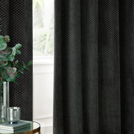 Neptune Fully Lined Velvet Eyelet Curtains Charcoal - image 6